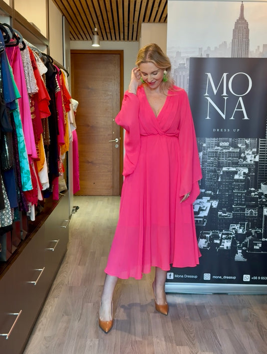 VESTIDO LARGO TRINIDAD FUCSIA