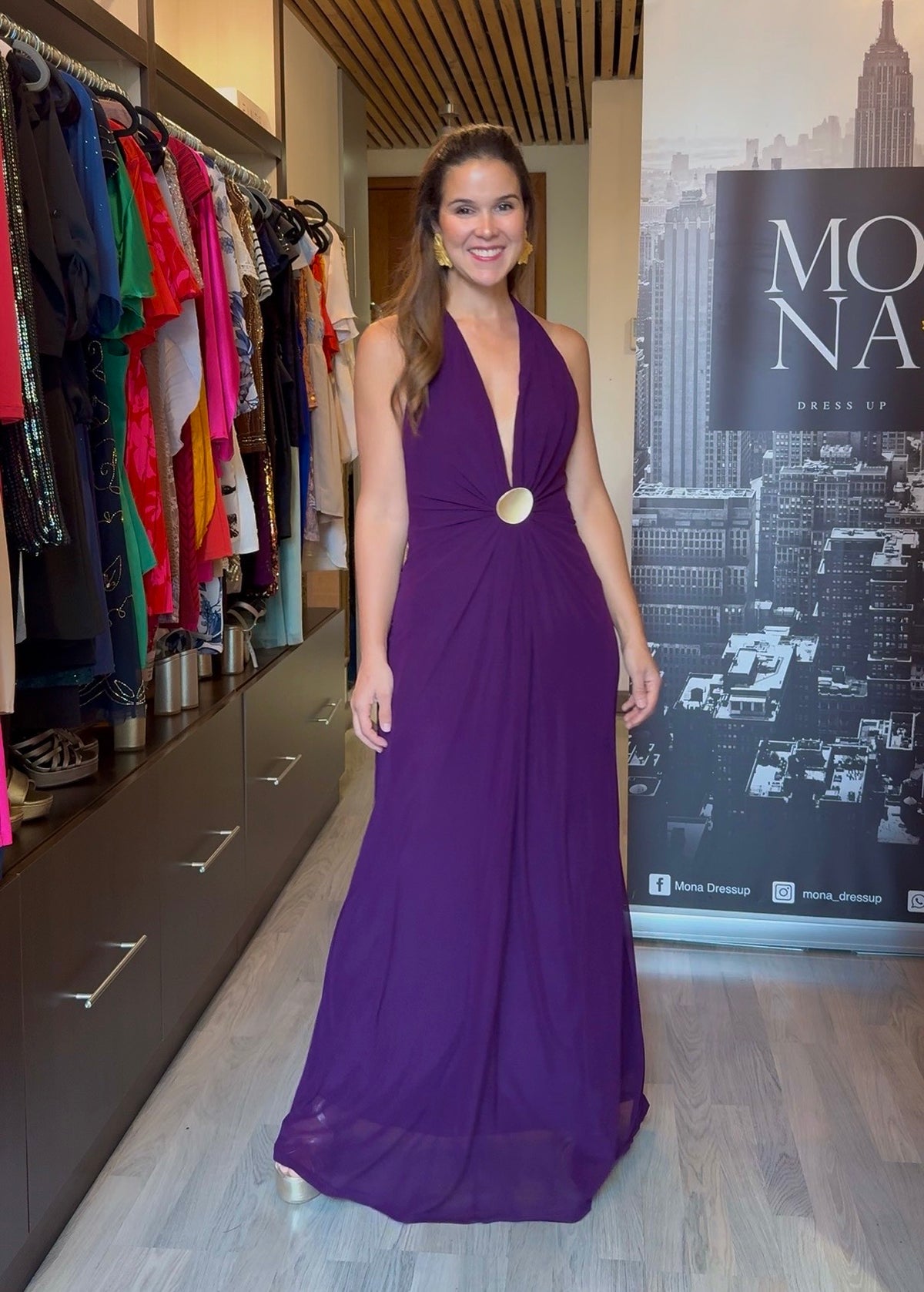 Vestido largo Julieta morado, foto 3 de 4