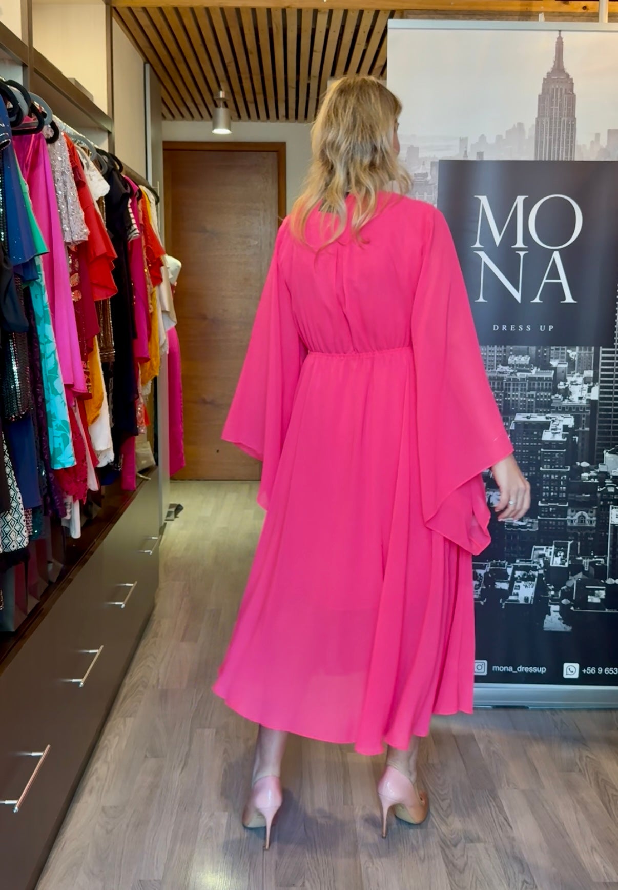 VESTIDO LARGO TRINIDAD FUCSIA