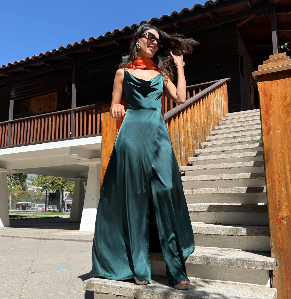 Vestido largo Maxime verde, foto 2 de 11