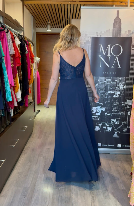 VESTIDO LARGO VERA AZUL MARINO