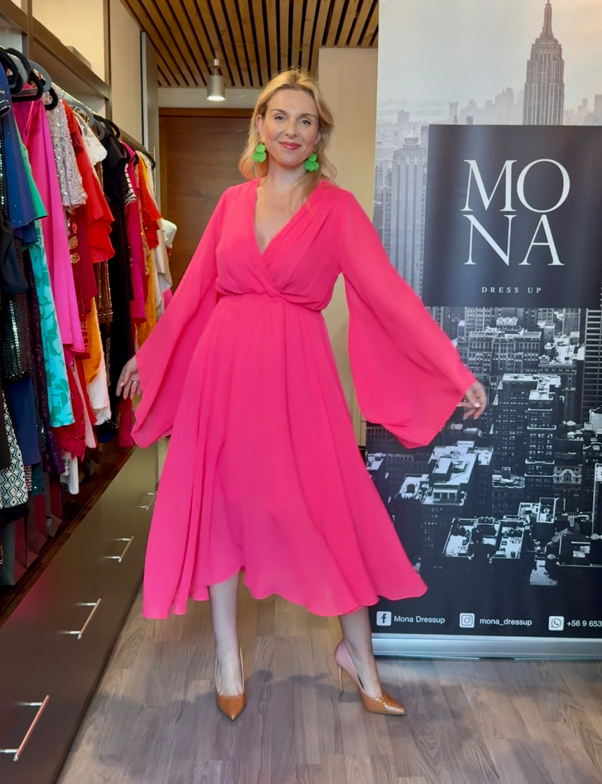 VESTIDO LARGO TRINIDAD FUCSIA
