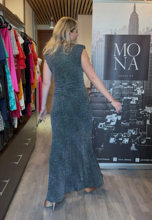 vestido largo negro brillos