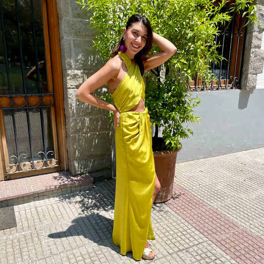 VESTIDO LARGO VALENTINA VERDE LIMA