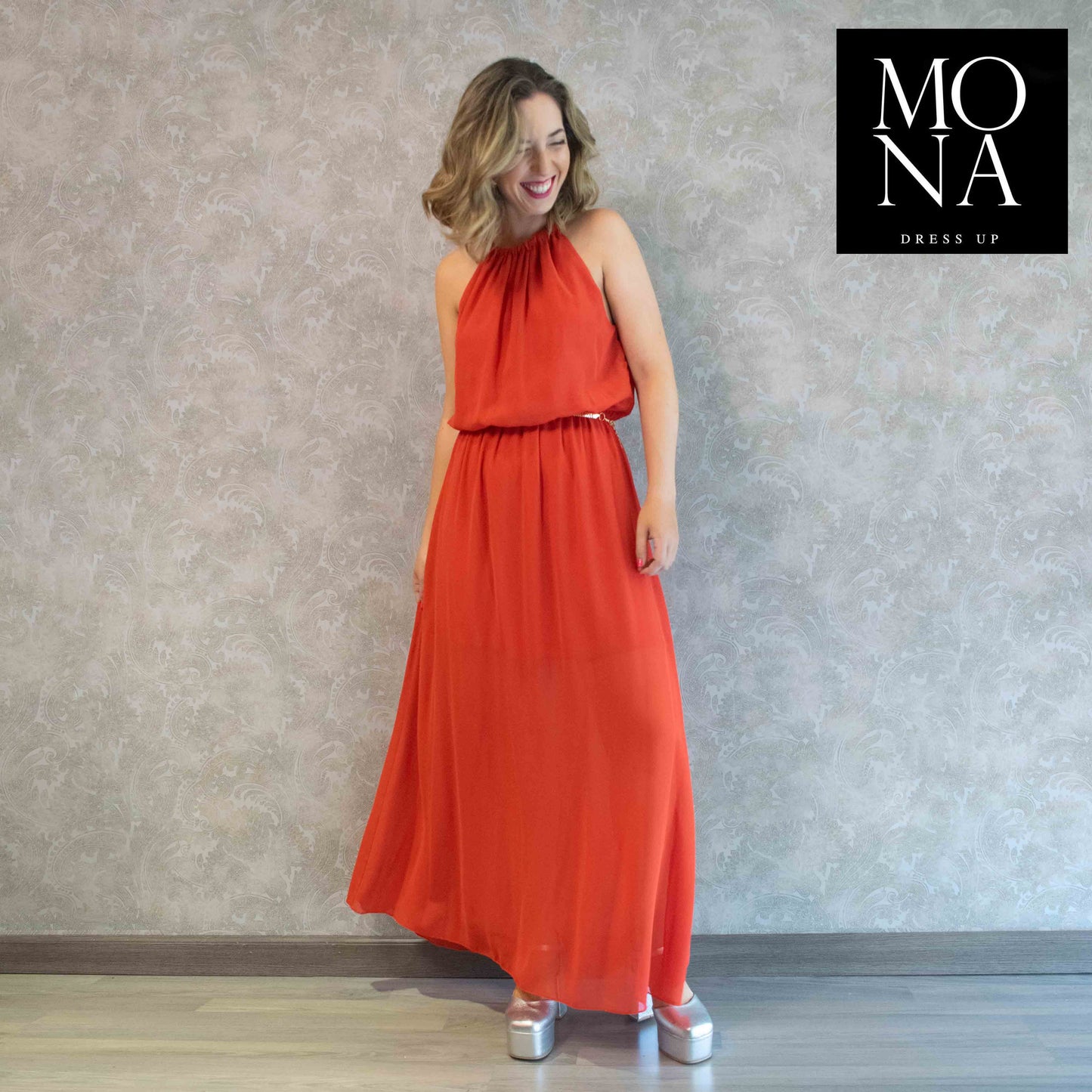 VESTIDO LARGO CLOE ROJO