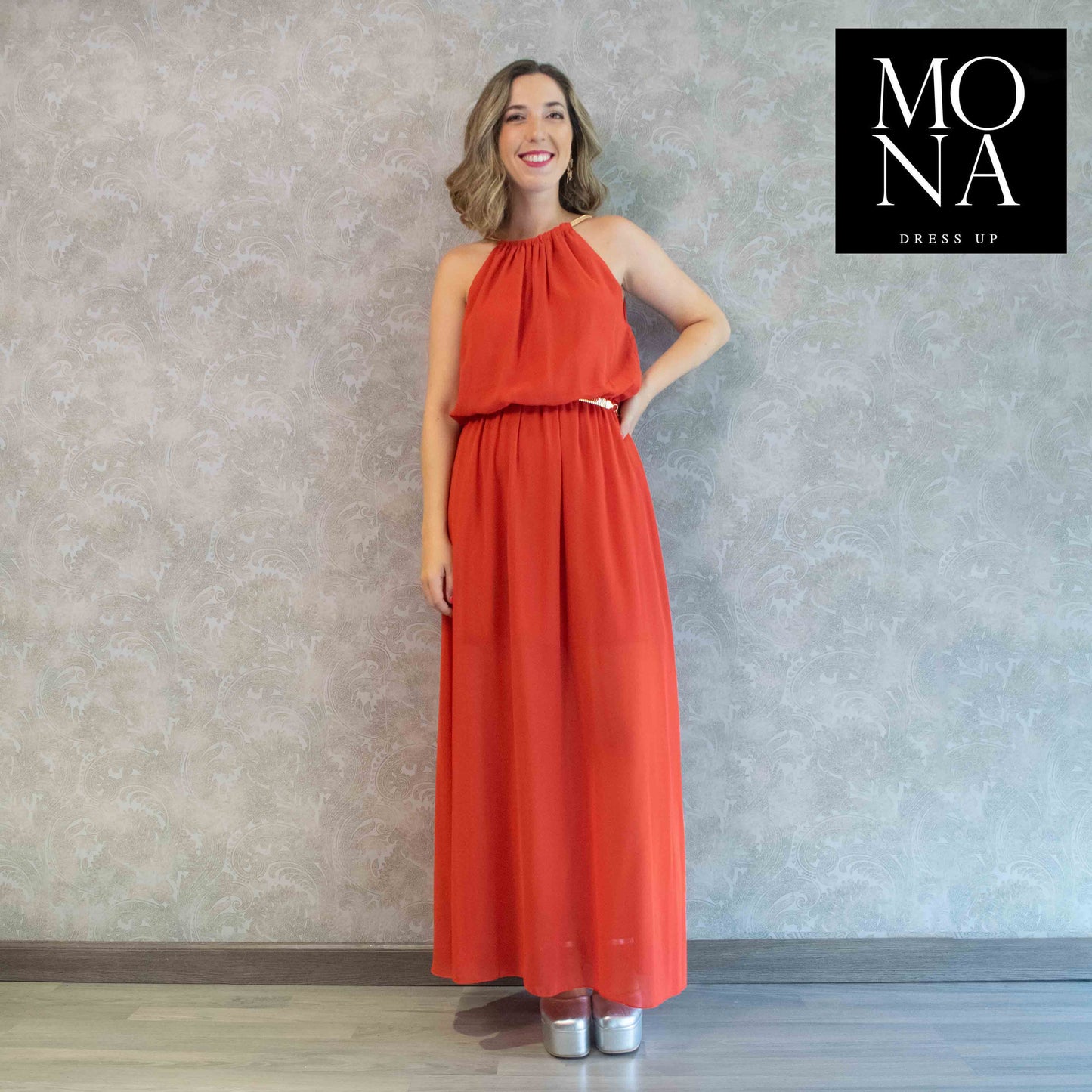 VESTIDO LARGO CLOE ROJO