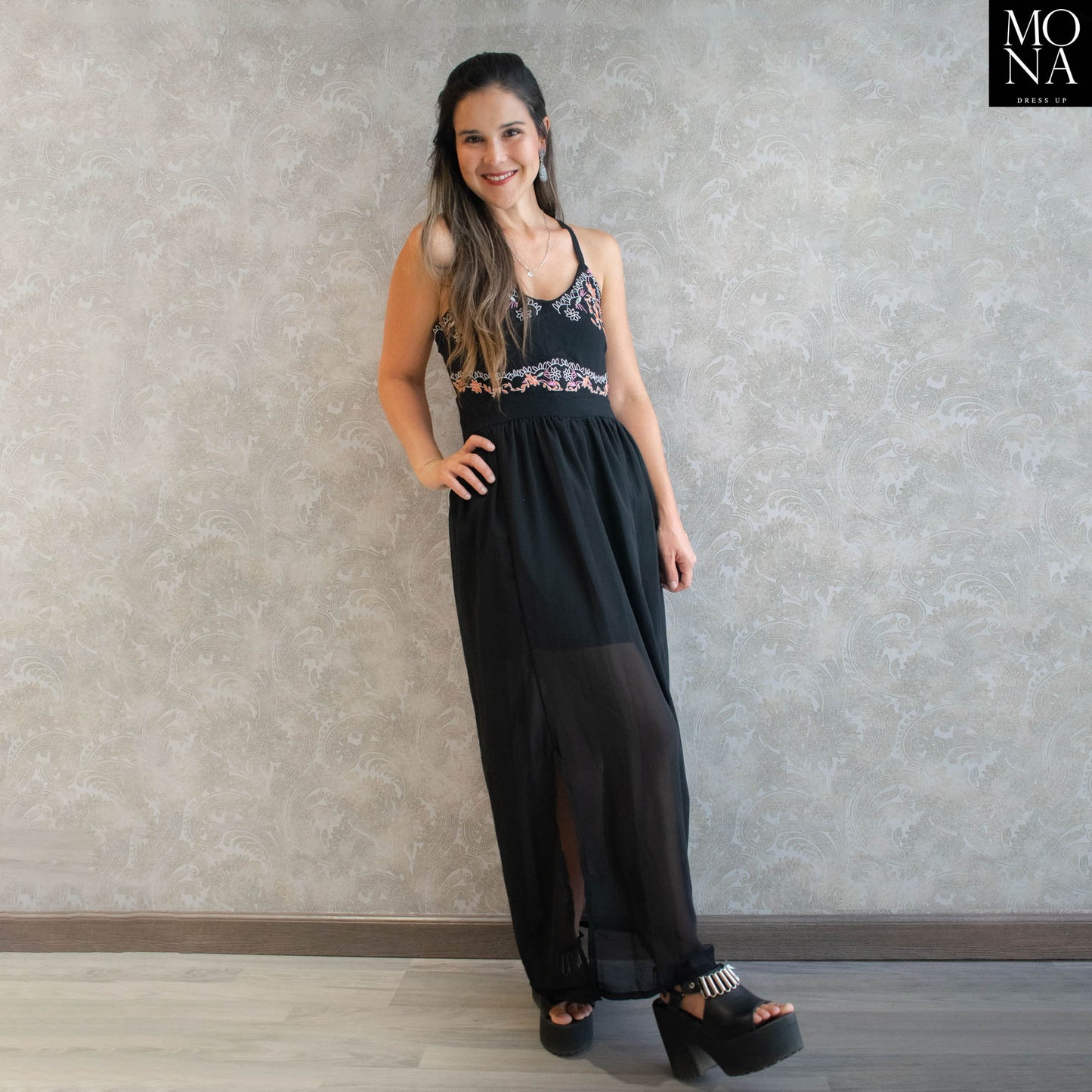 VESTIDO LARGO GUILLERMINA NEGRO