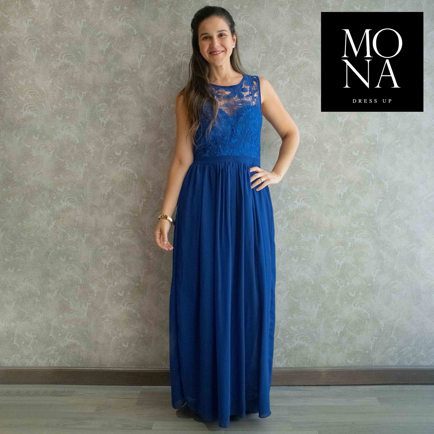 VESTIDO LARGO CAROLA AZUL