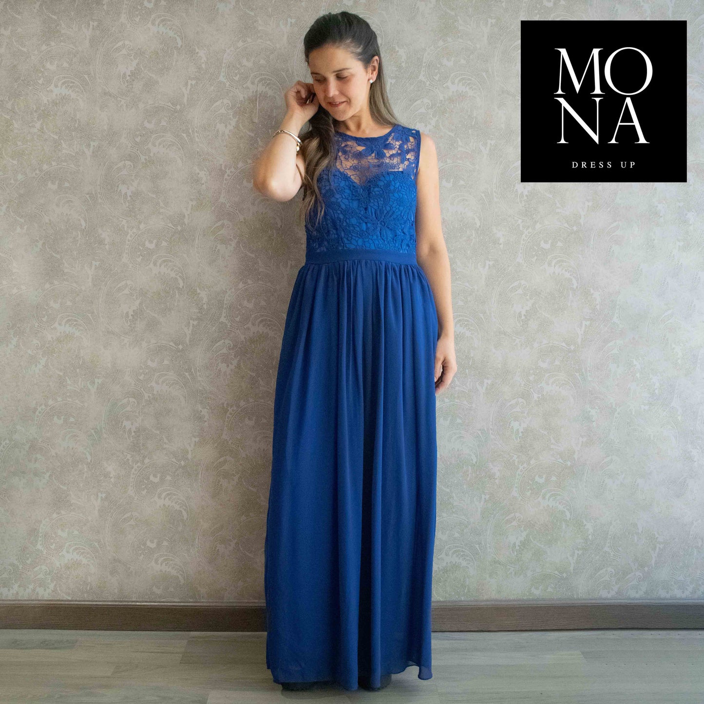 VESTIDO LARGO CAROLA AZUL