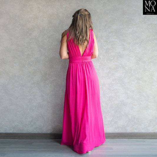 VESTIDO LARGO ELISA FUCSIA