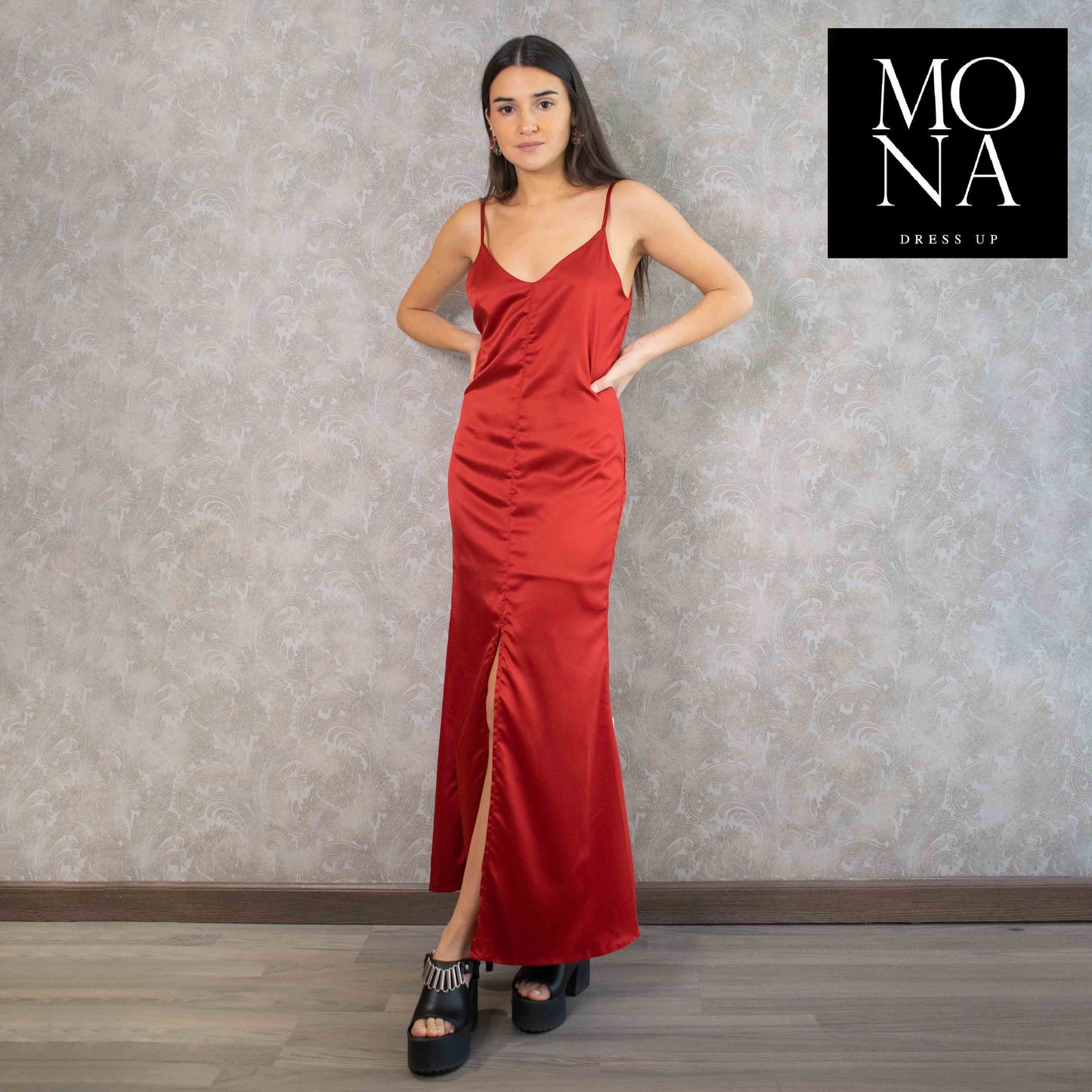 VESTIDO LARGO ARACELI ROJO