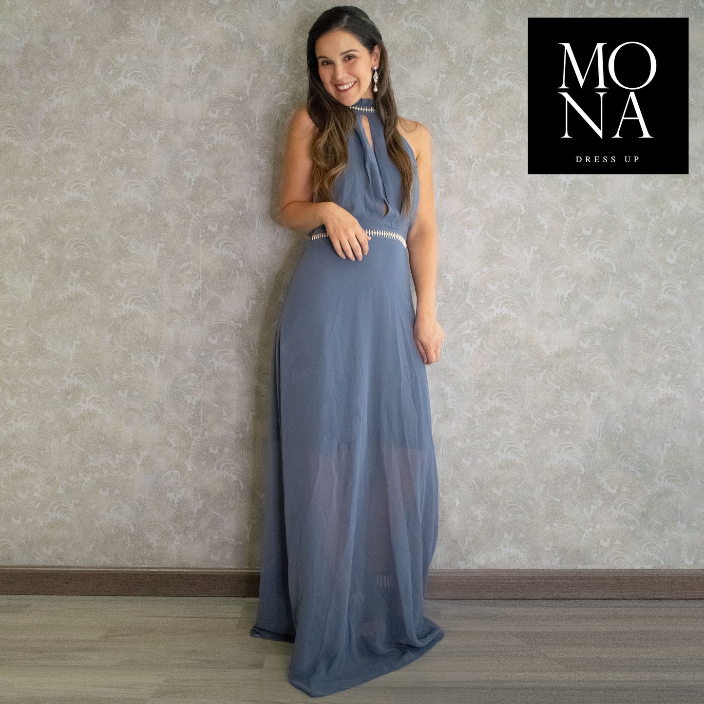 VESTIDO LARGO AINHOA GRIS