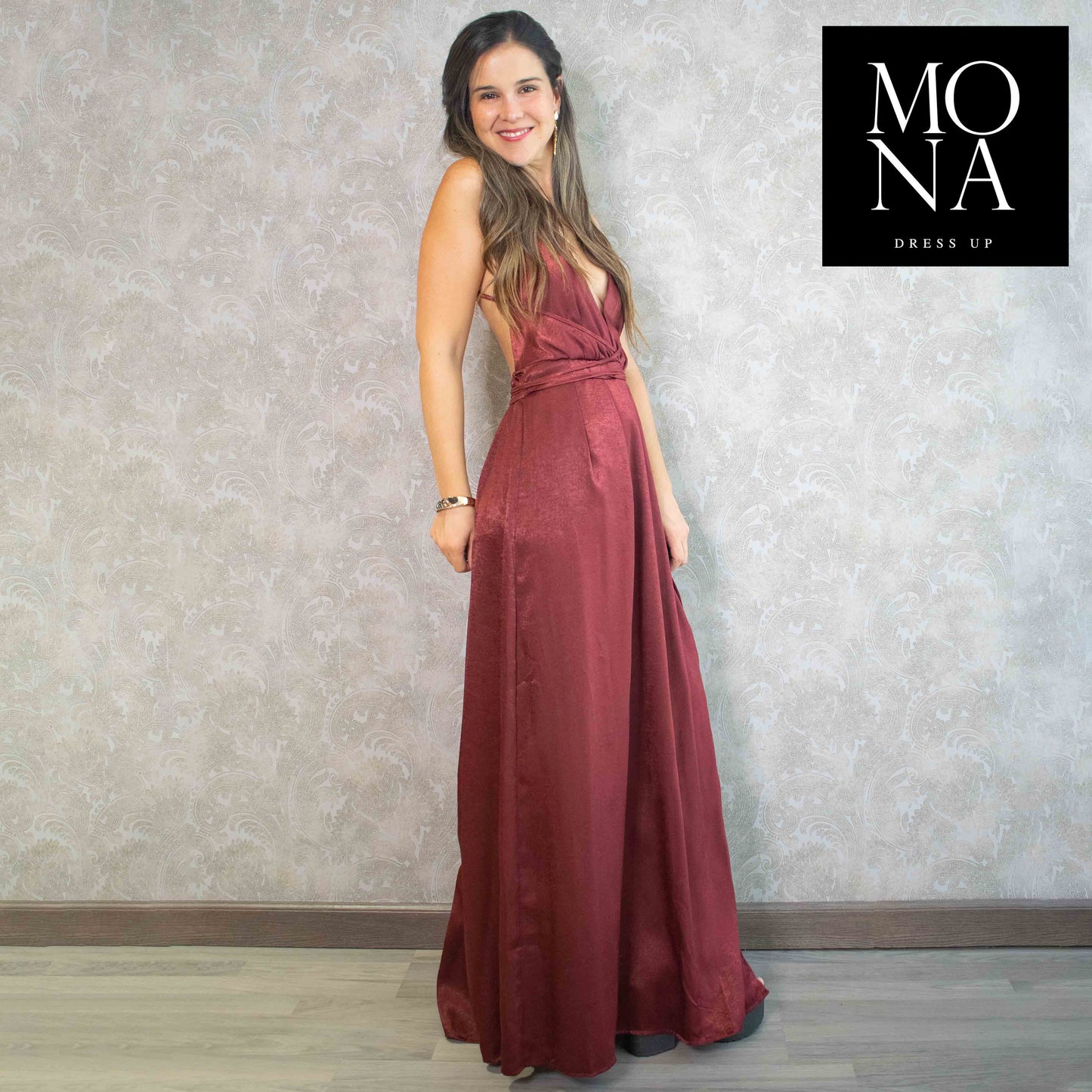 VESTIDO LARGO PILAR BURDEO