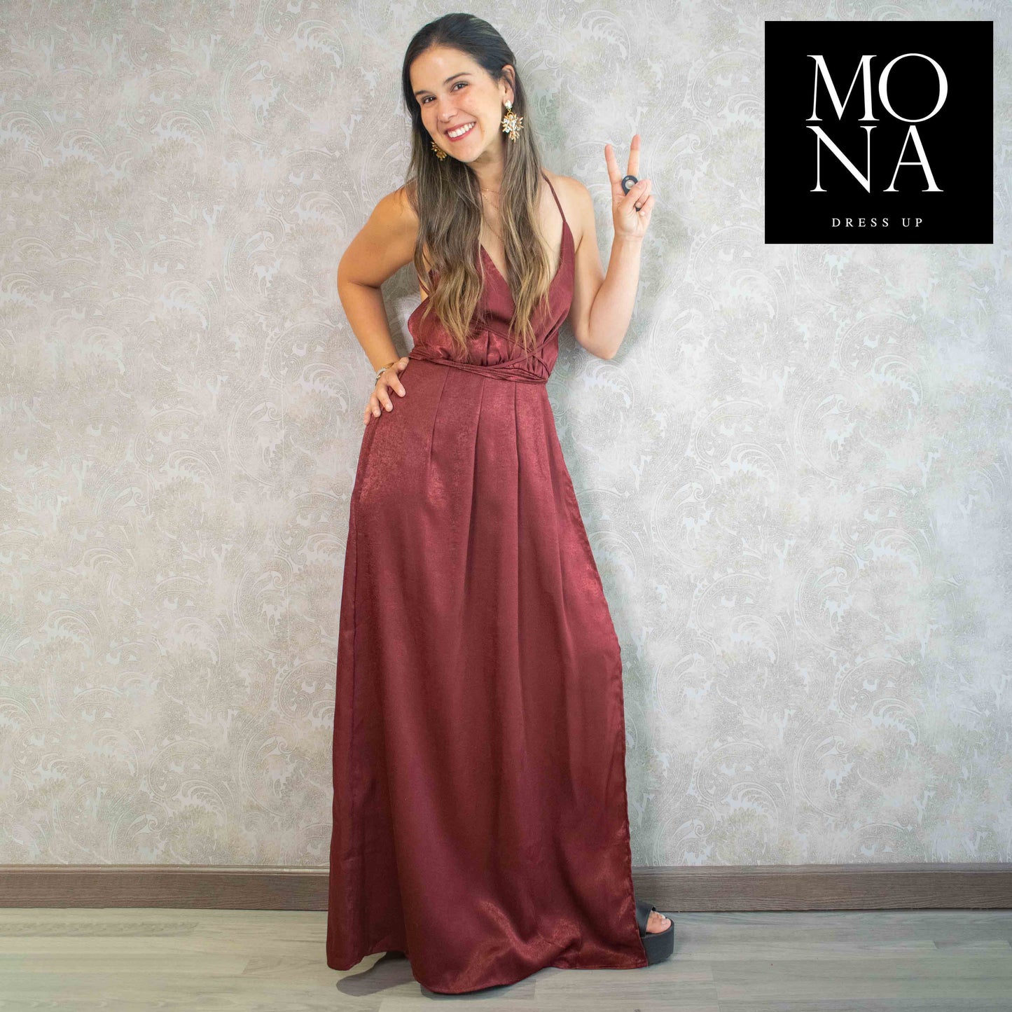VESTIDO LARGO PILAR BURDEO