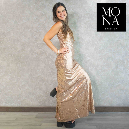 VESTIDO LARGO NATACHA DORADO