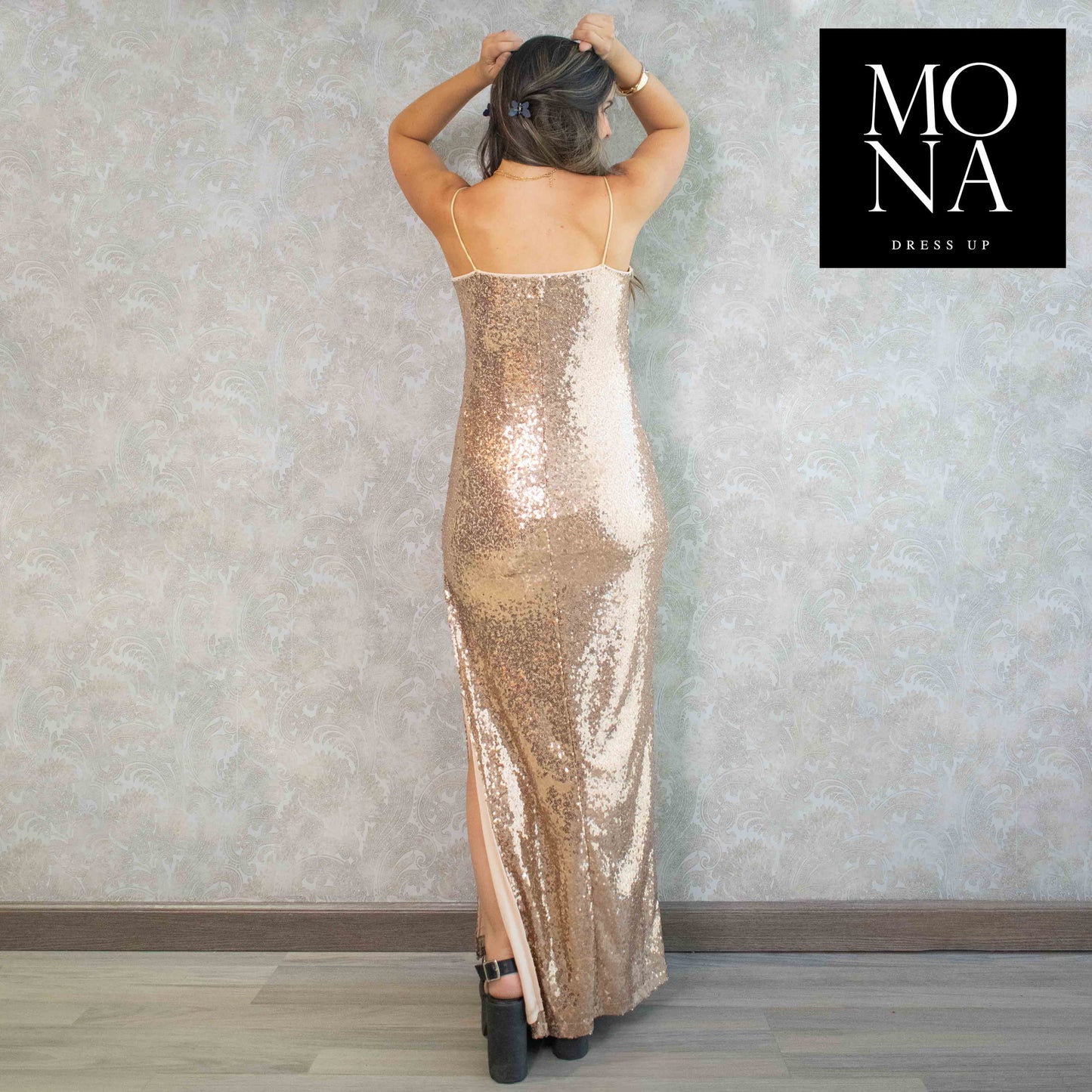 VESTIDO LARGO NATACHA DORADO