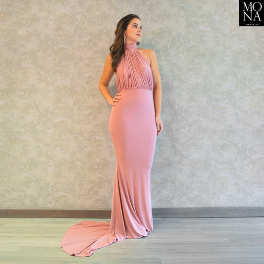 VESTIDO LARGO NICOLETA ROSADO