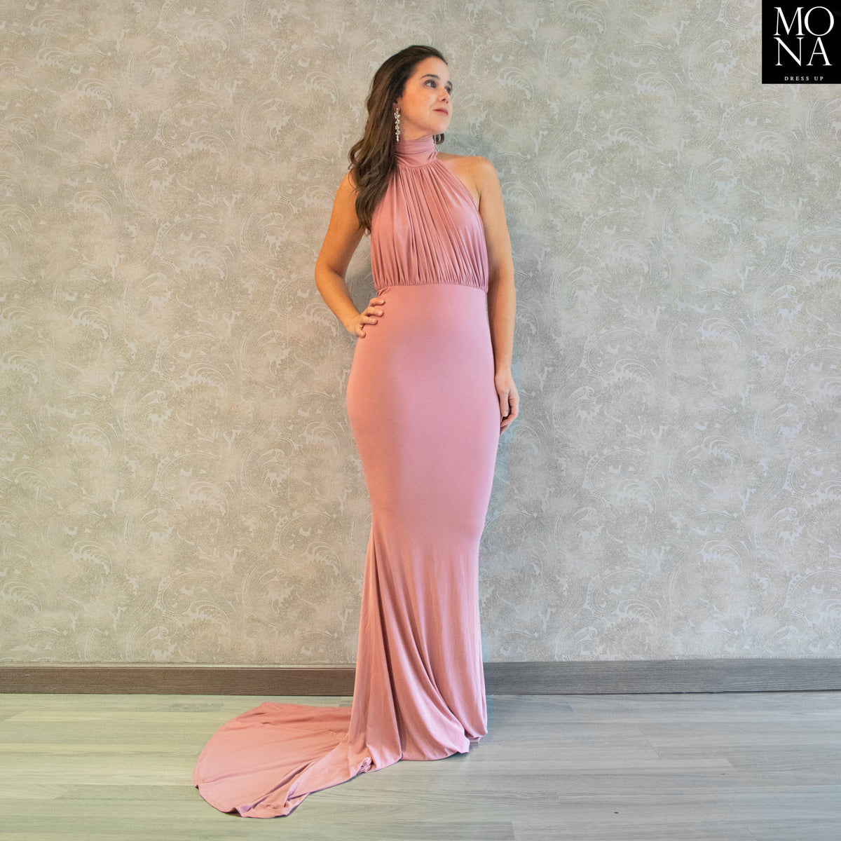 Vestido largo Nicoleta rosado, foto 2 de 4