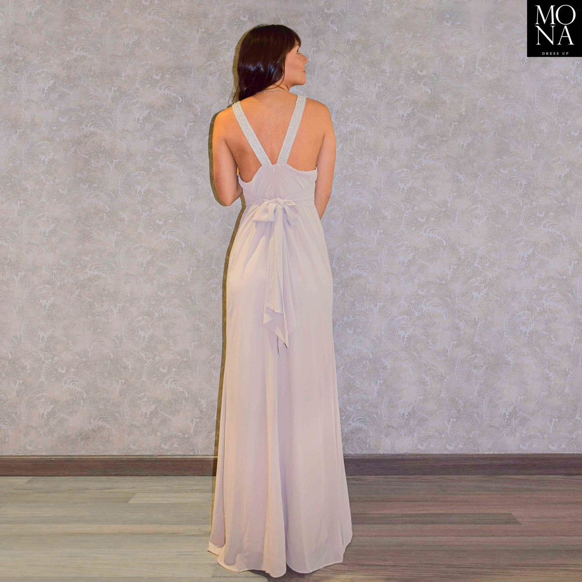 Vestido largo Zila beige, foto 2 de 3