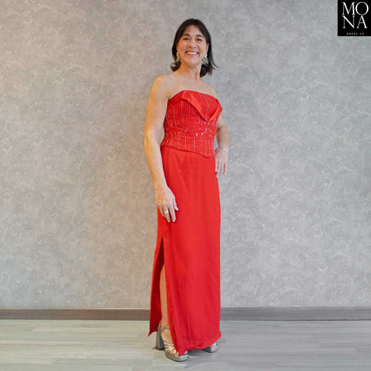 VESTIDO LARGO RAQUEL ROJO