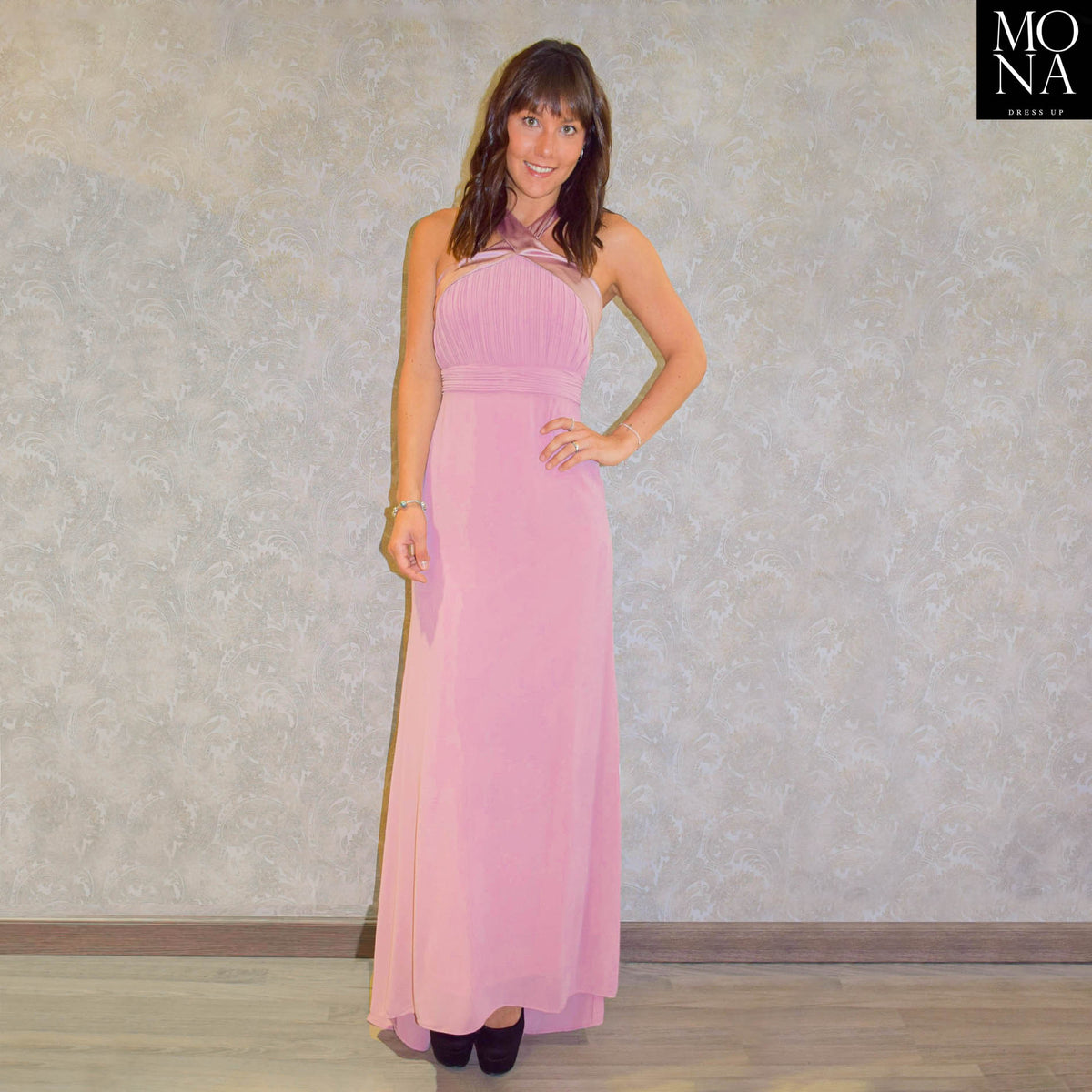 Vestido largo Serena rosado, foto 2 de 3