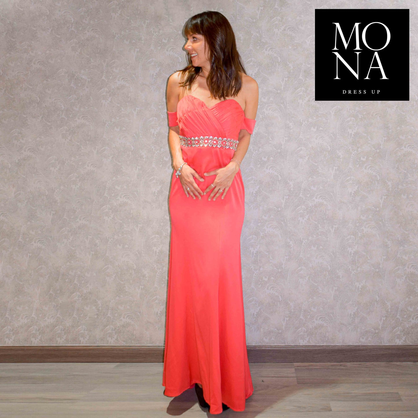 VESTIDO LARGO MARISOL SALMÓN