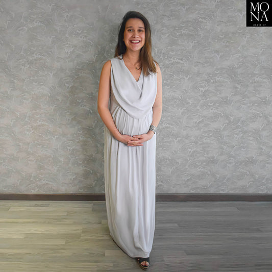 VESTIDO LARGO GRETA GRIS PERLA