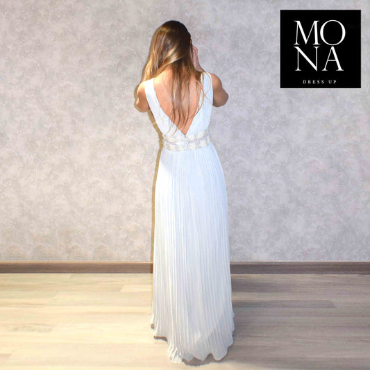 VESTIDO LARGO PIA GRIS PERLA