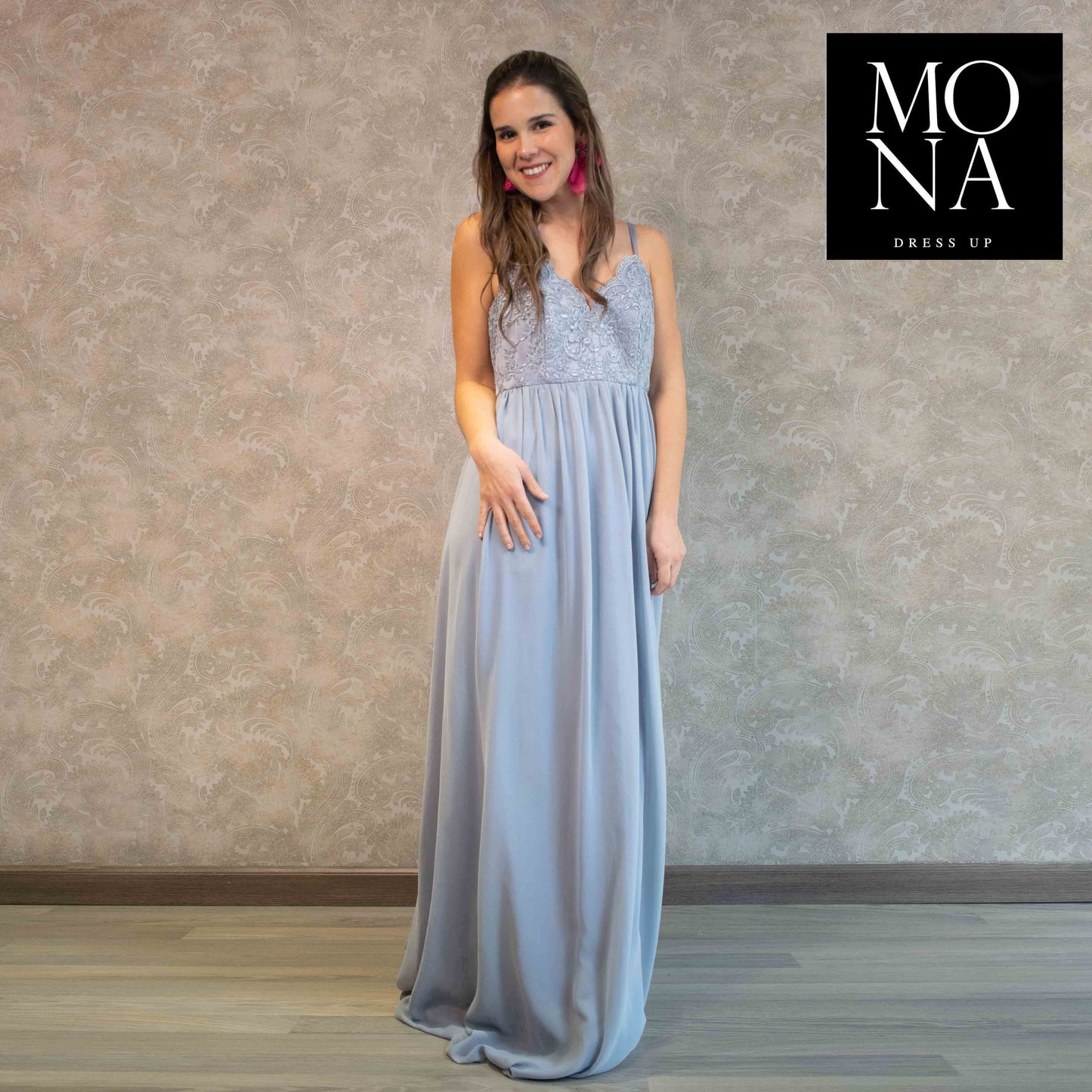 VESTIDO LARGO GEORGINA CELESTE