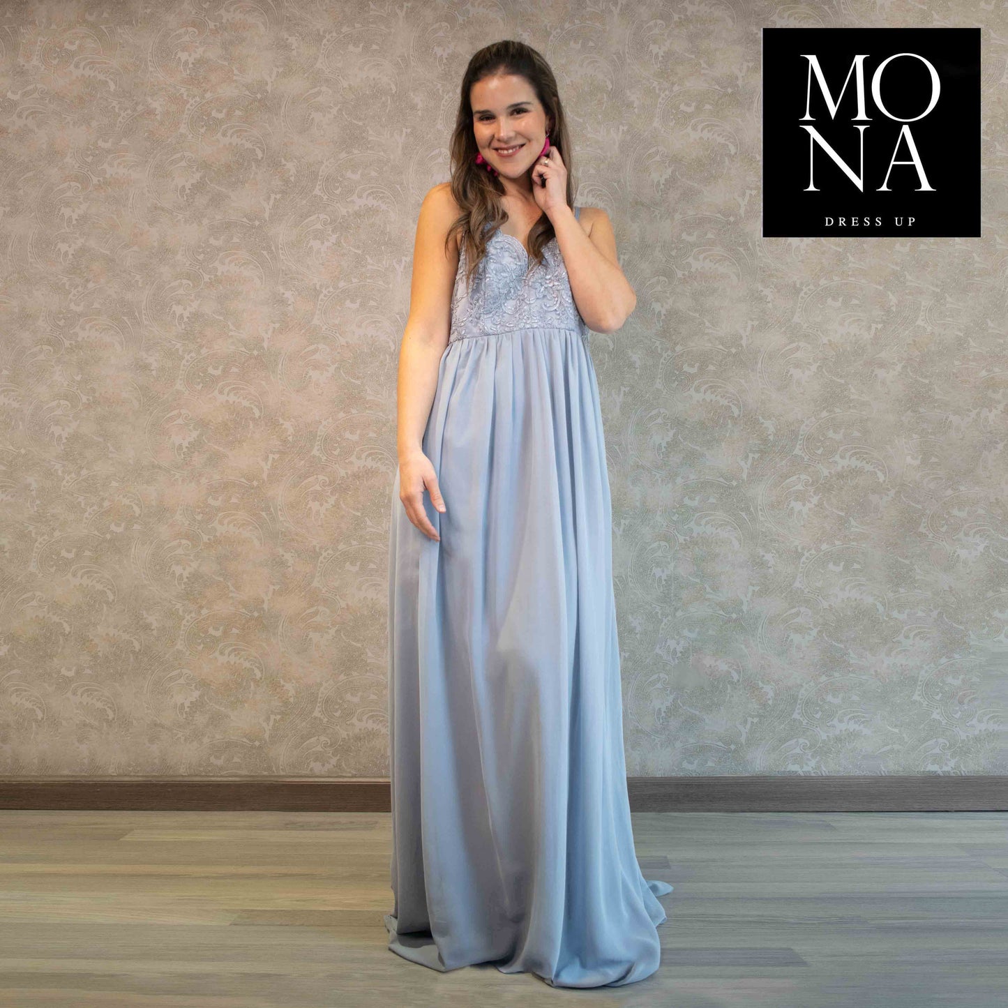 VESTIDO LARGO GEORGINA CELESTE