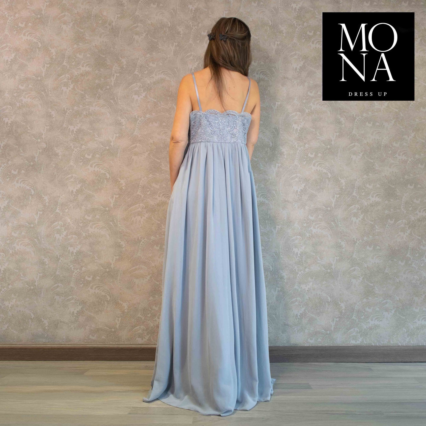 VESTIDO LARGO GEORGINA CELESTE