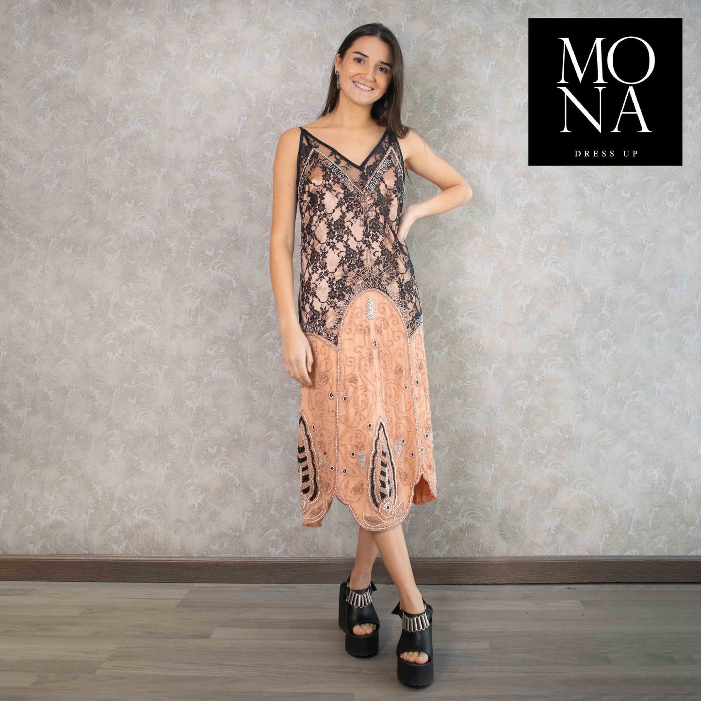 VESTIDO MIDI MARGARITA DAMASCO