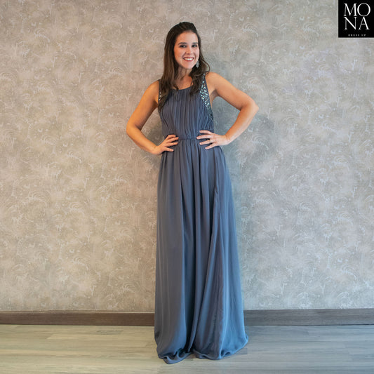 VESTIDO LARGO LORENA GRIS