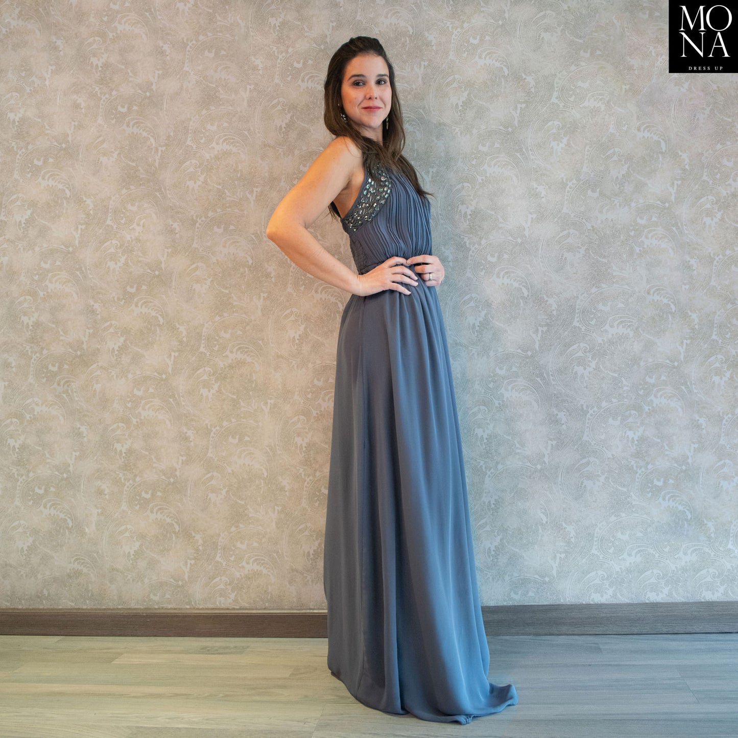 VESTIDO LARGO LORENA GRIS