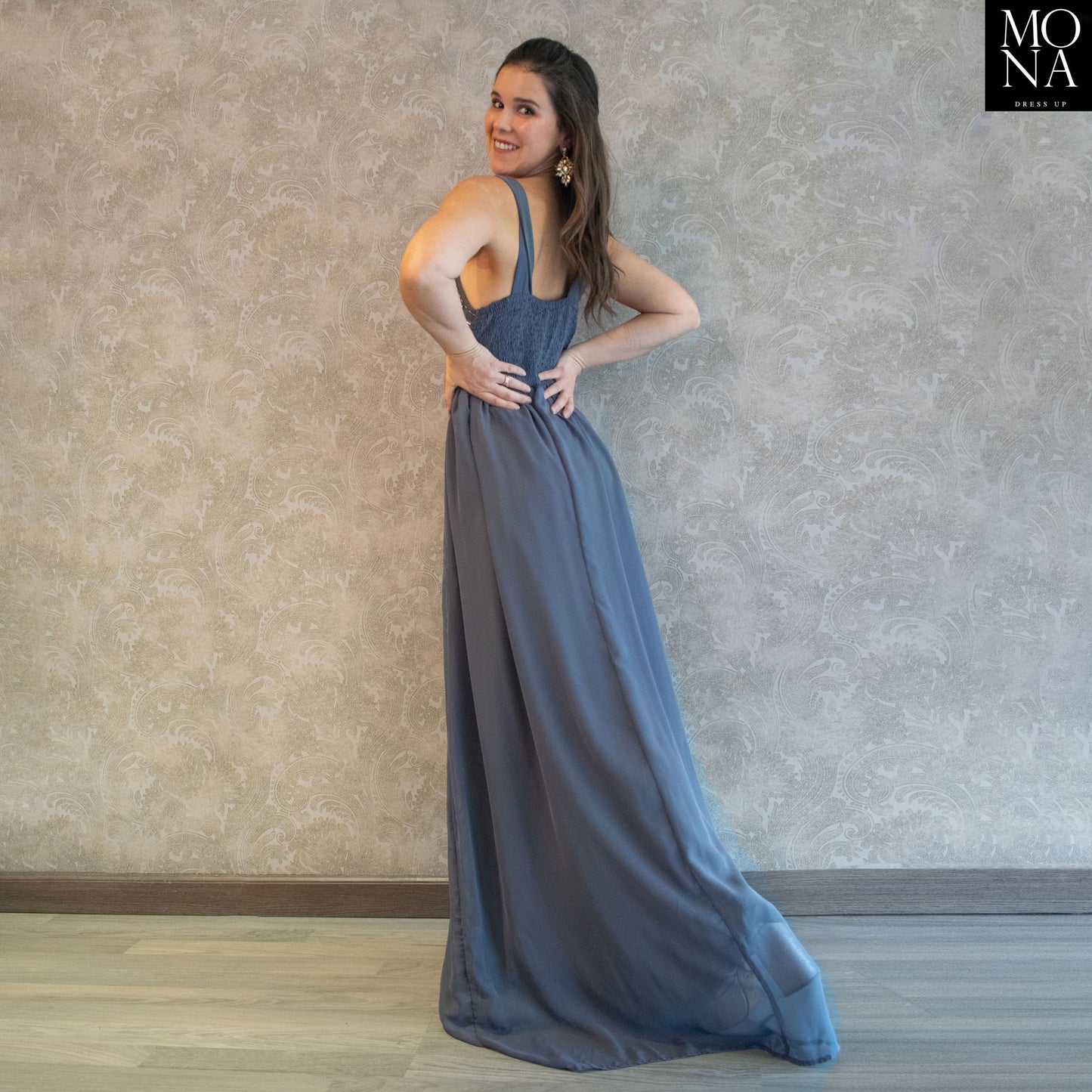 VESTIDO LARGO LORENA GRIS
