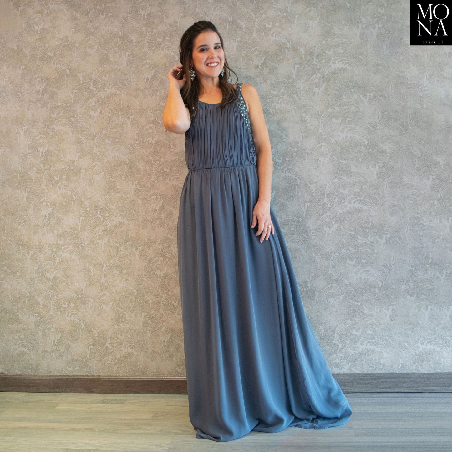 VESTIDO LARGO LORENA GRIS