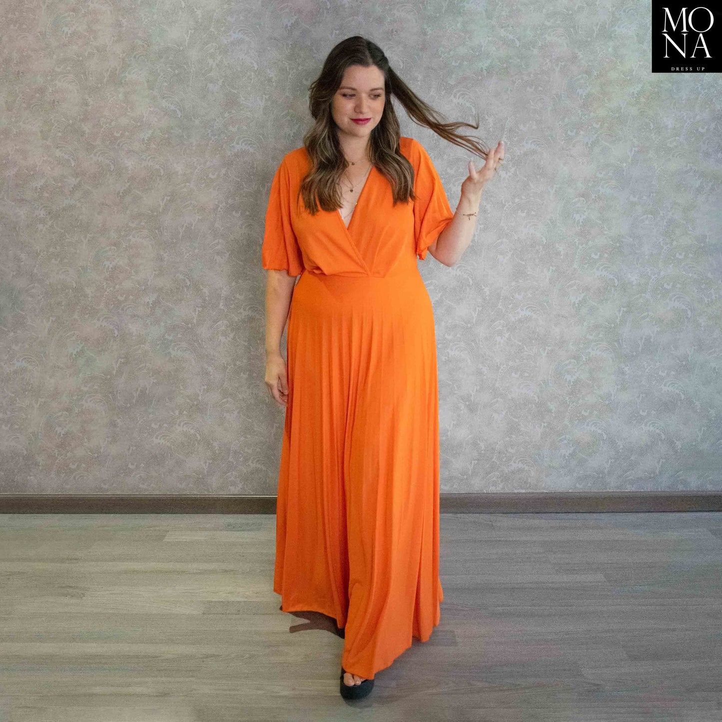 VESTIDO LARGO ISADORA NARANJO