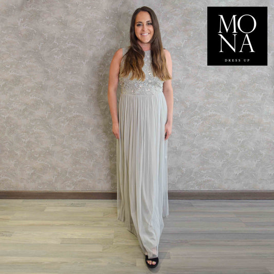 VESTIDO LARGO AMPARO GRIS