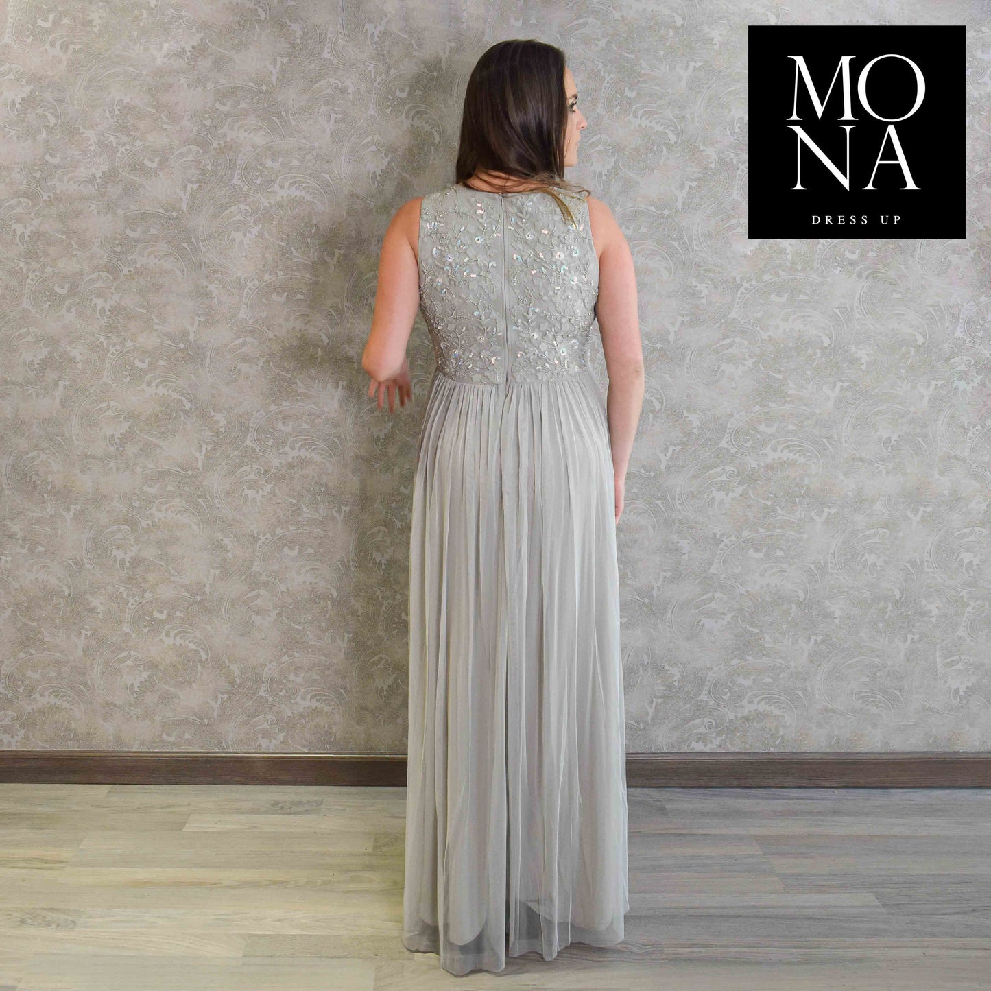 VESTIDO LARGO AMPARO GRIS