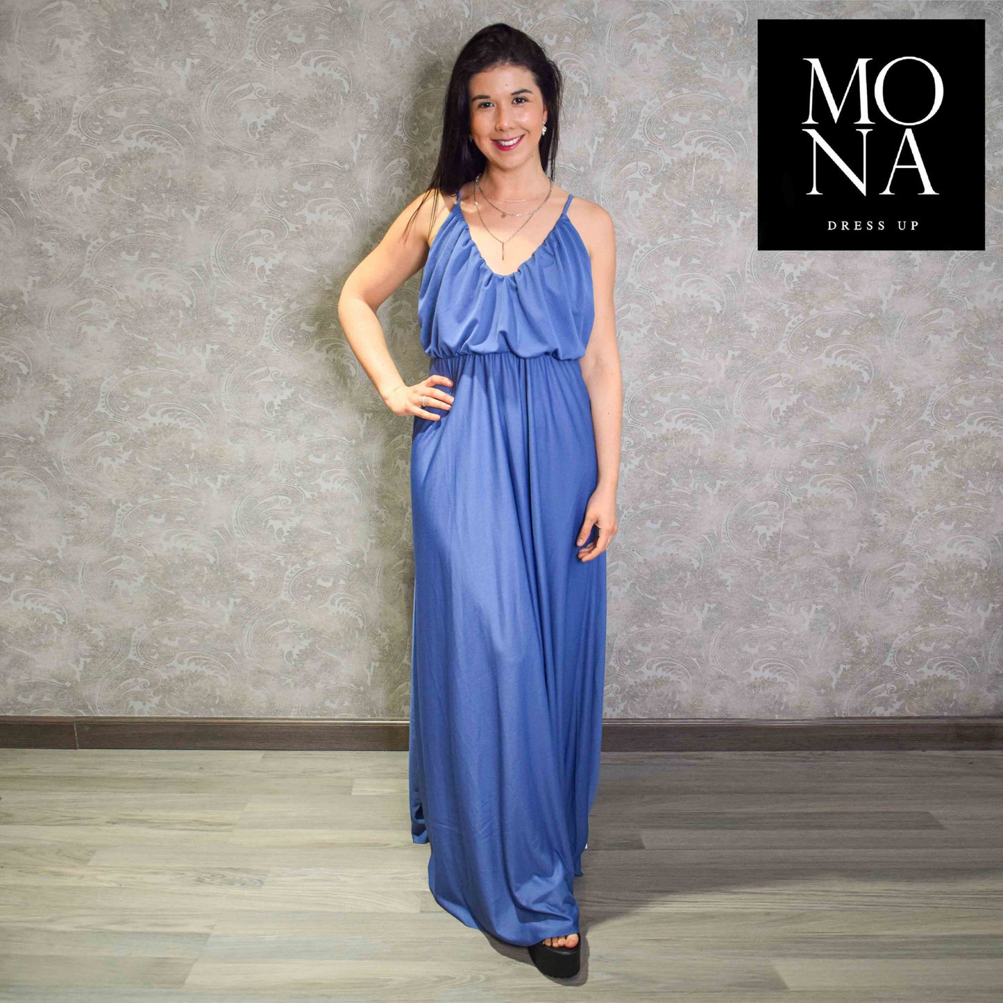 VESTIDO LARGO VALERIA AZUL VELA