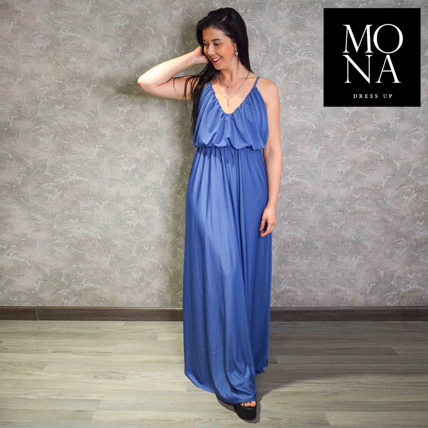 VESTIDO LARGO VALERIA AZUL VELA