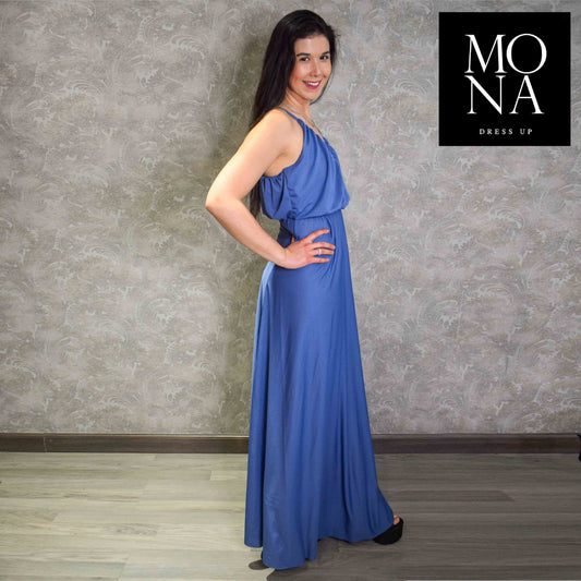 VESTIDO LARGO VALERIA AZUL VELA