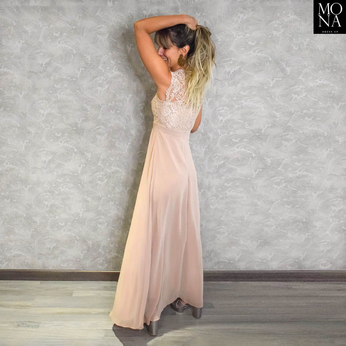 Vestido largo Asuncion beige, foto 2 de 4