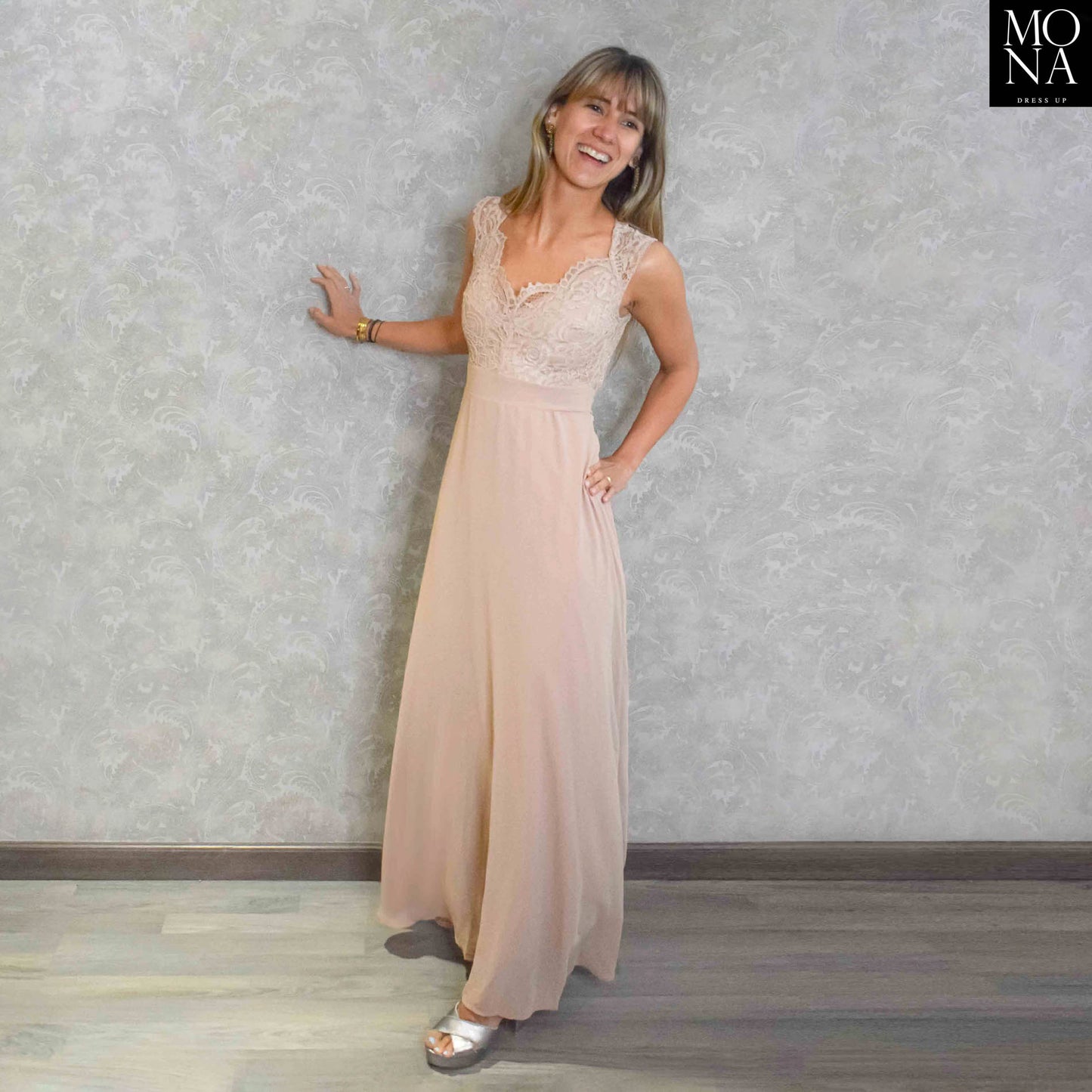 VESTIDO LARGO ASUNCION BEIGE