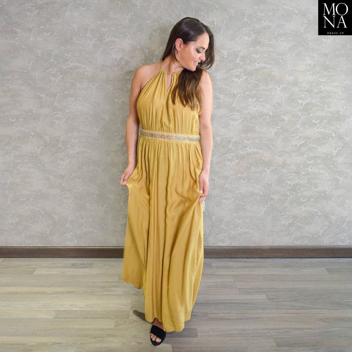 Vestido largo Rocio amarillo, foto 2 de 4