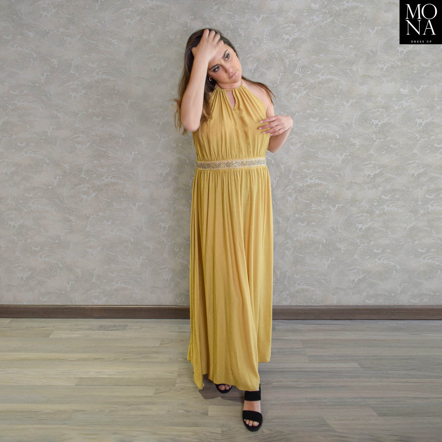 VESTIDO LARGO ROCIO AMARILLO
