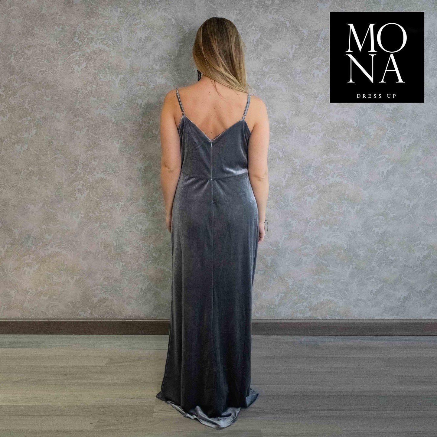 VESTIDO LARGO PIEDAD GRIS