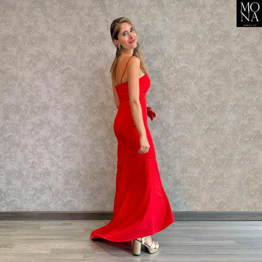 VESTIDO LARGO SELENA ROJO