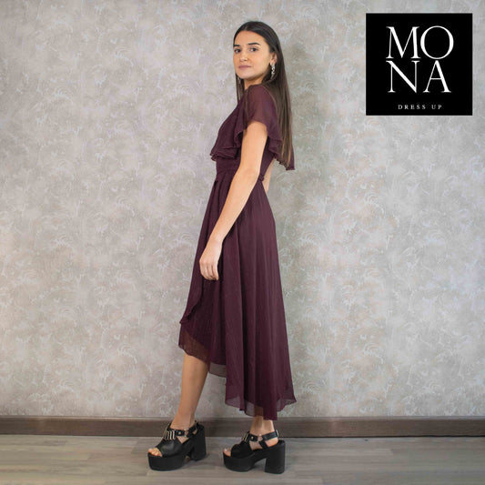 VESTIDO MIDI MILA BERENJENA