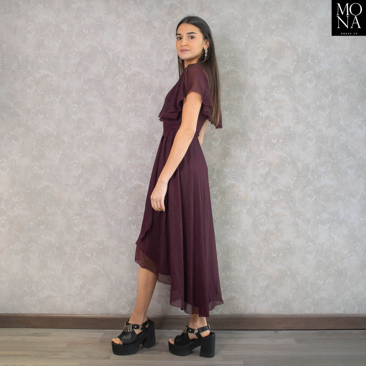 Vestido midi Mila berenjena, foto 3 de 6